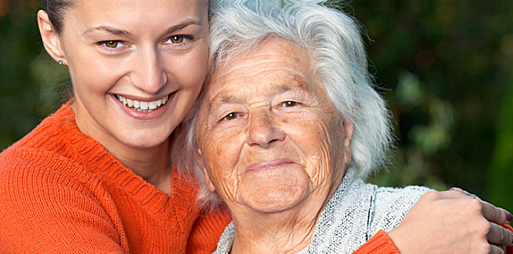 elderly woman and a young woman